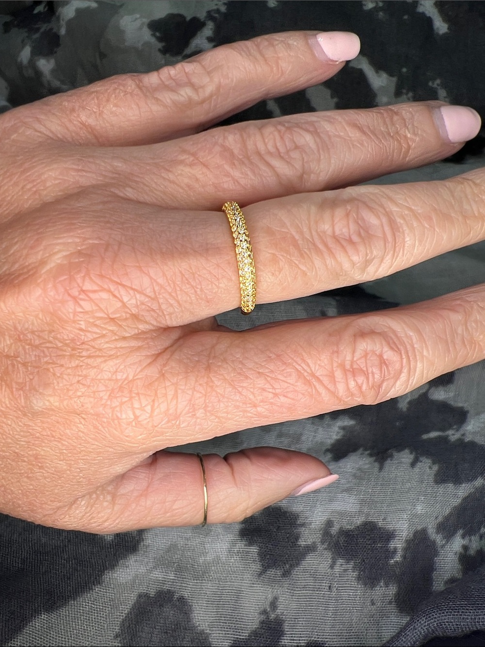 Classic Moissanite Diamond Pave-Style Stackable Ring - 18k Gold over S925